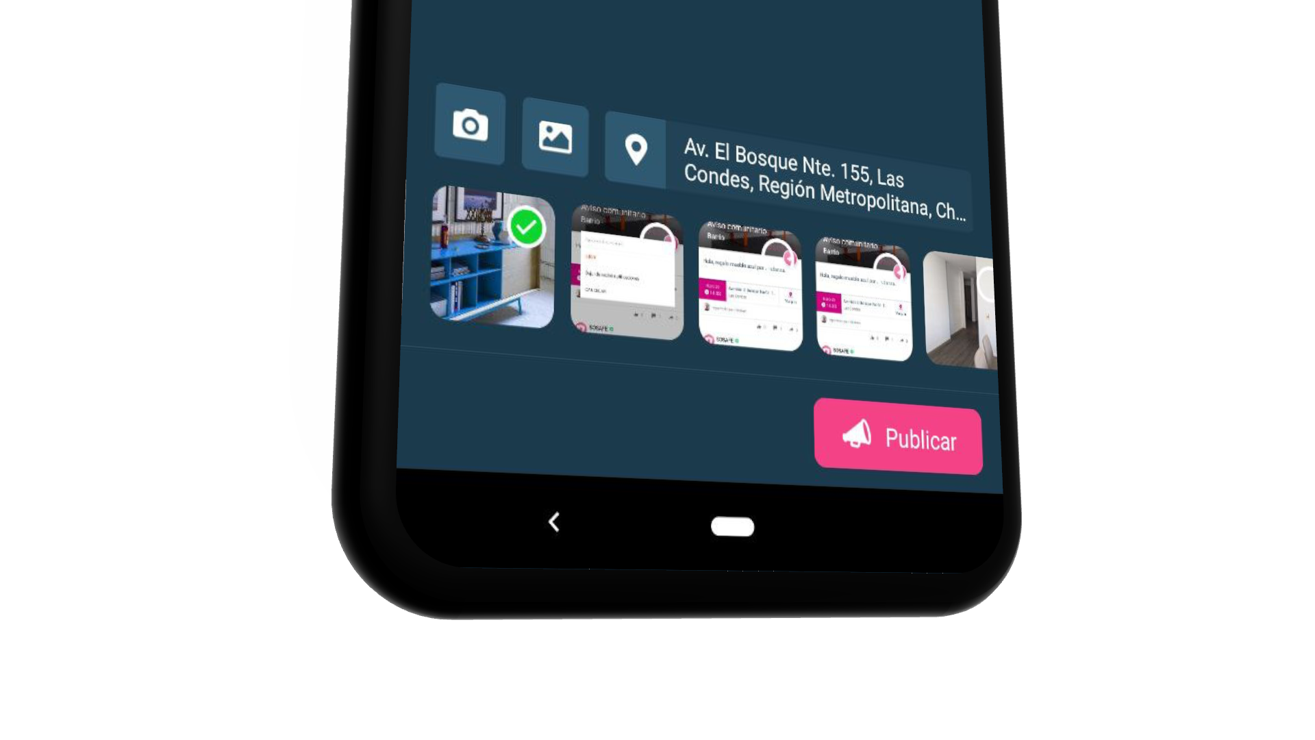 Selecciona y agrega imágenes a tu reporte.