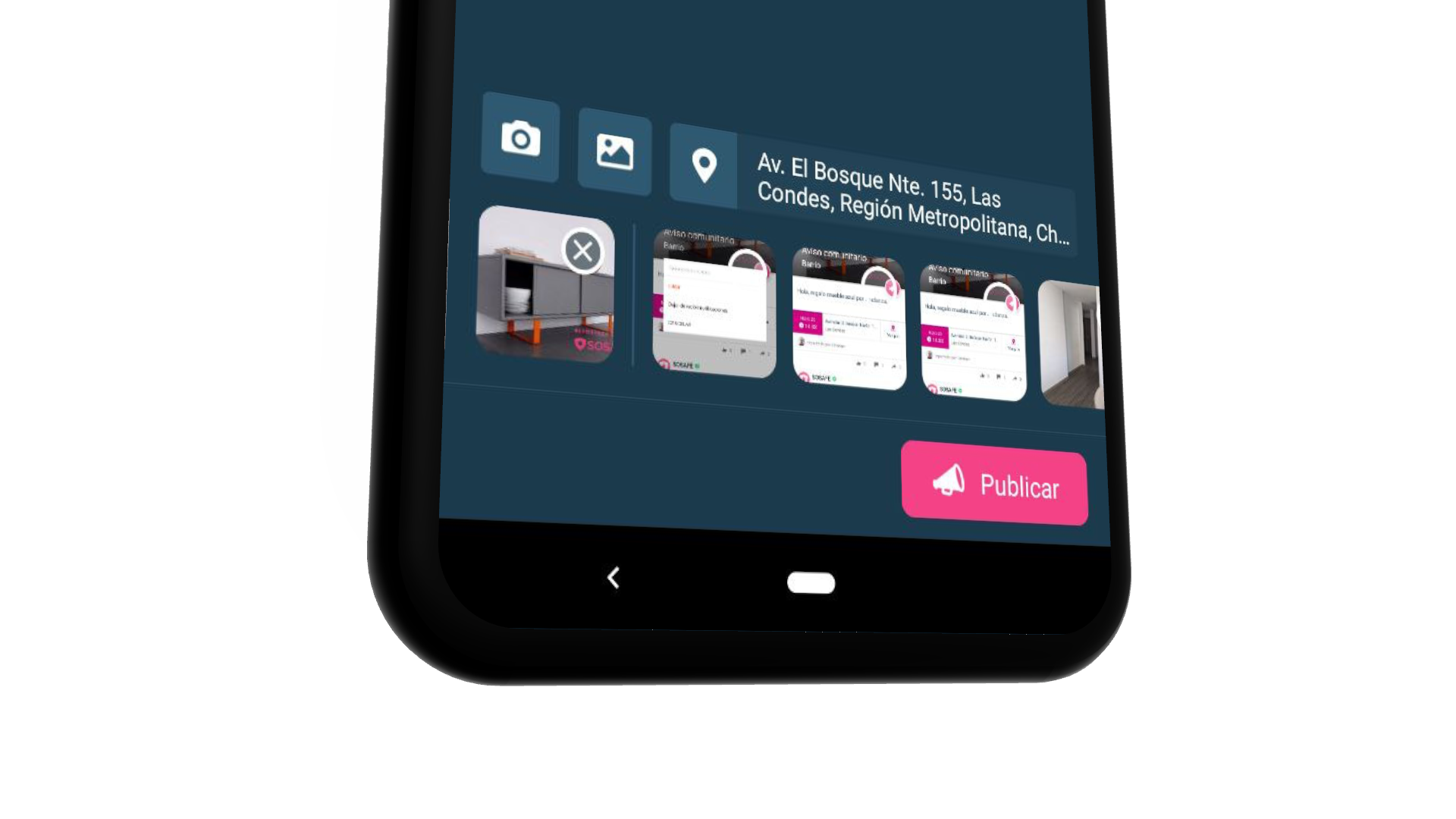 Presiona sobre la "X" para quitar imágenes de tu reporte.