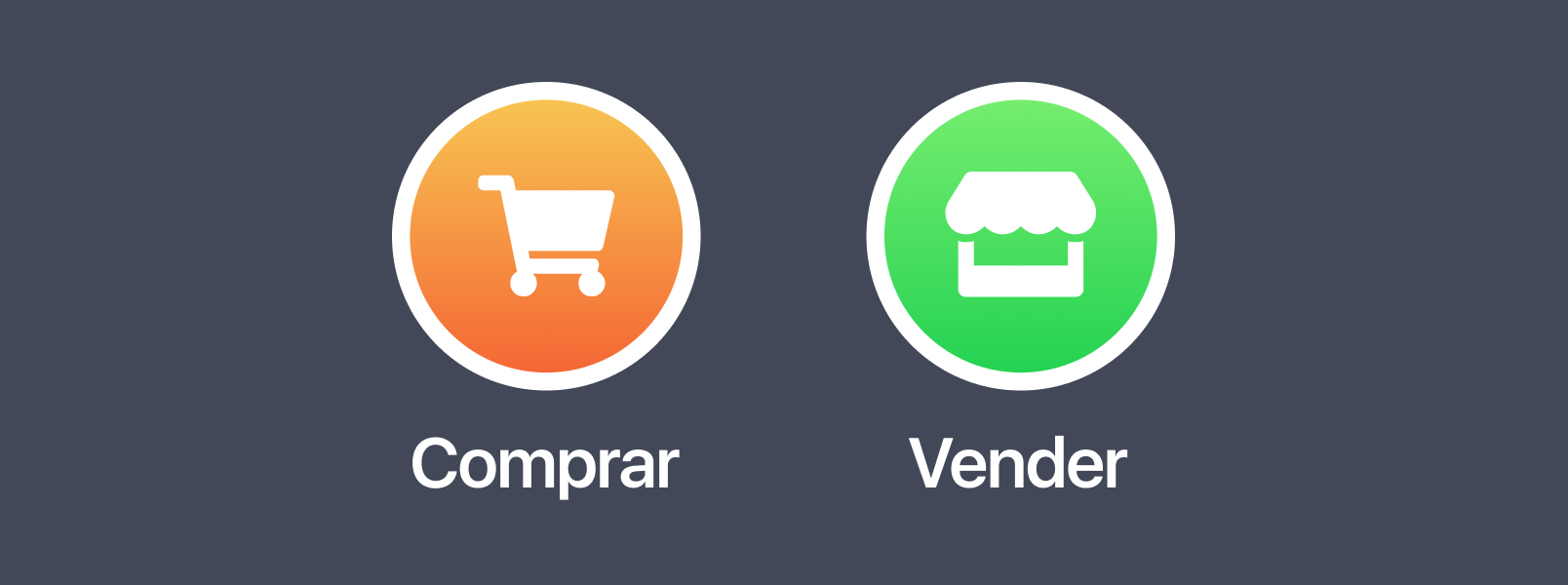 Elige "Comprar" para avisar de lo que necesitas o buscas, y "Vender" para publicar lo que quieras vender.
