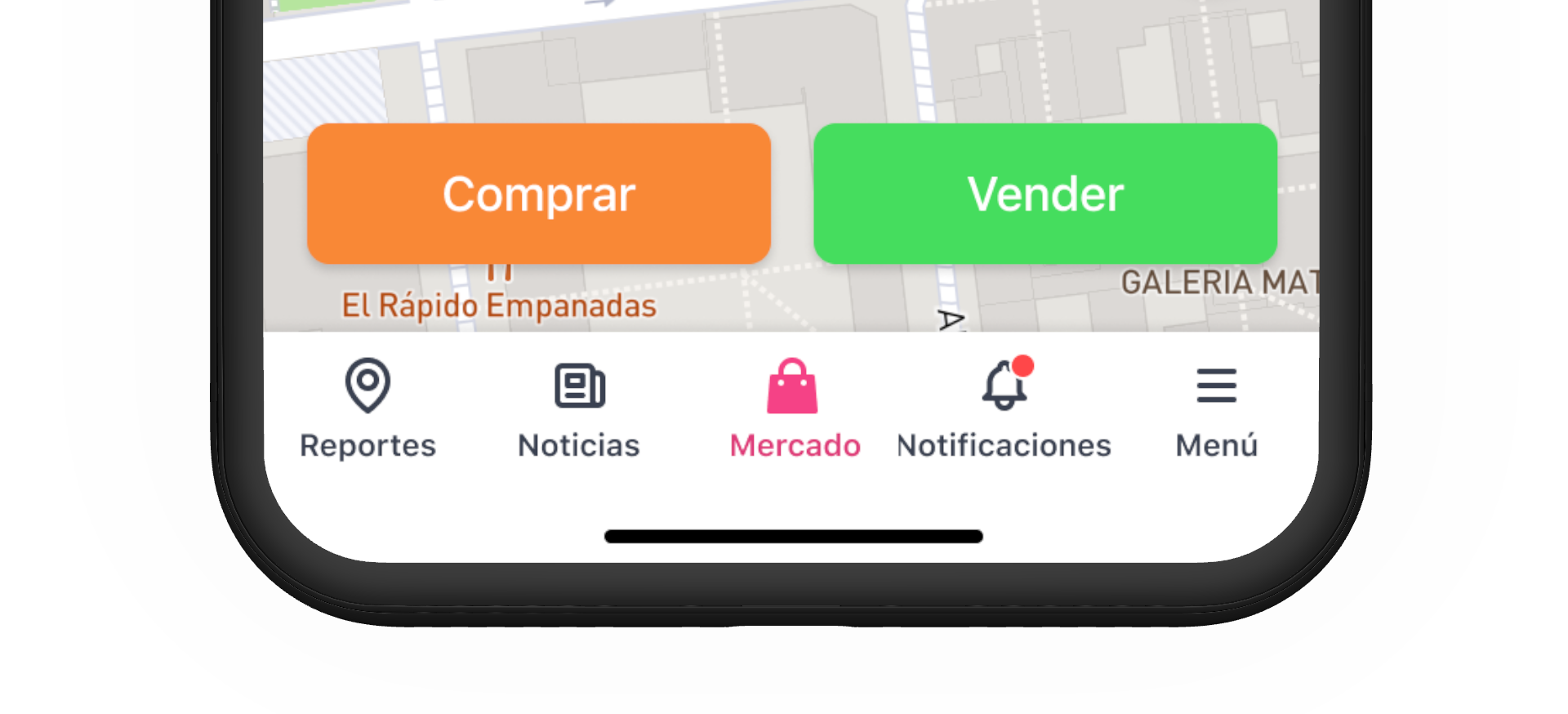 Presiona sobre el icono que dice "Mercado" para ir al Mercado SOSAFE.