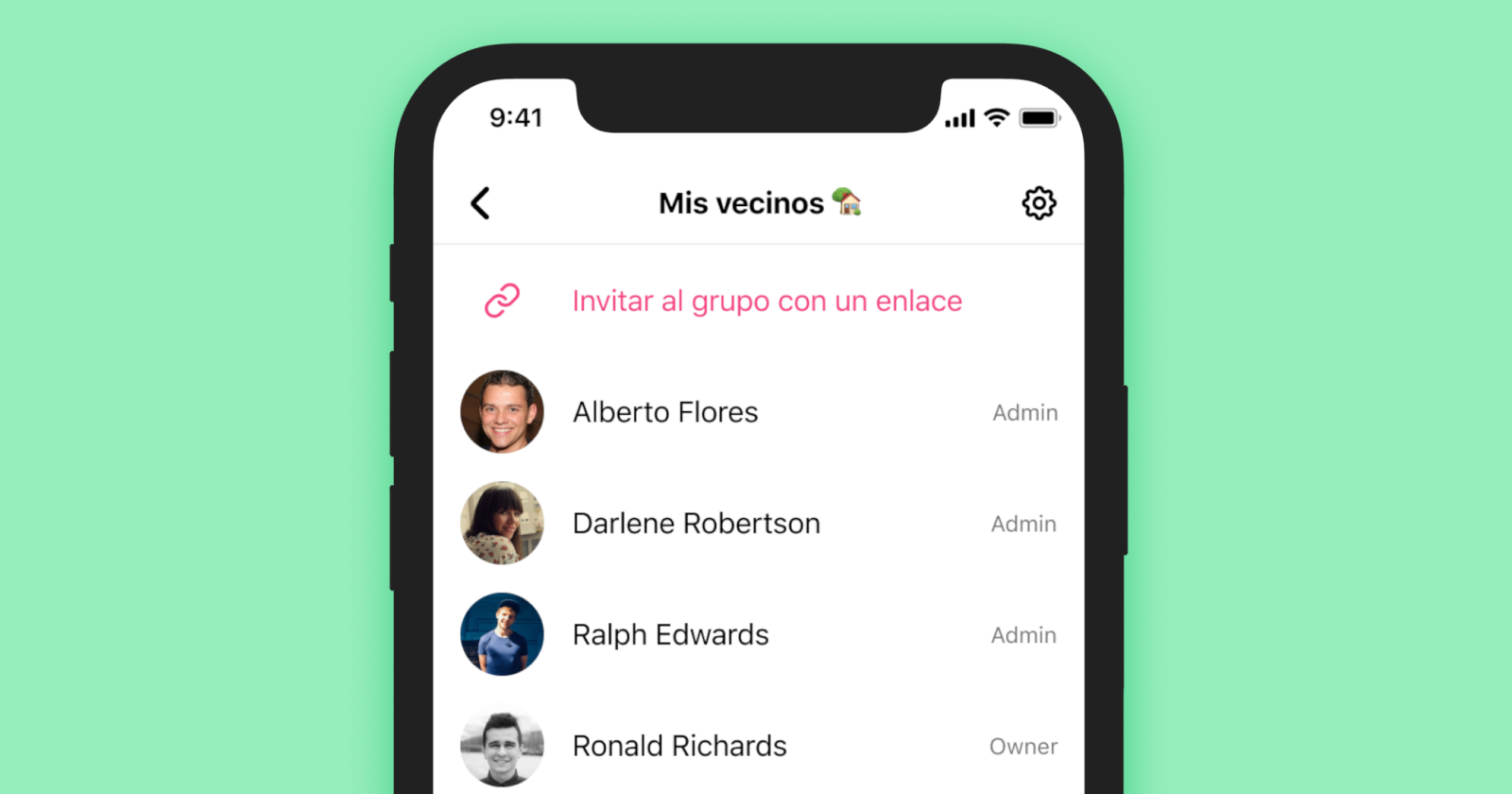 Agrega personas a tu grupos compartiendo el enlace de invitación.
