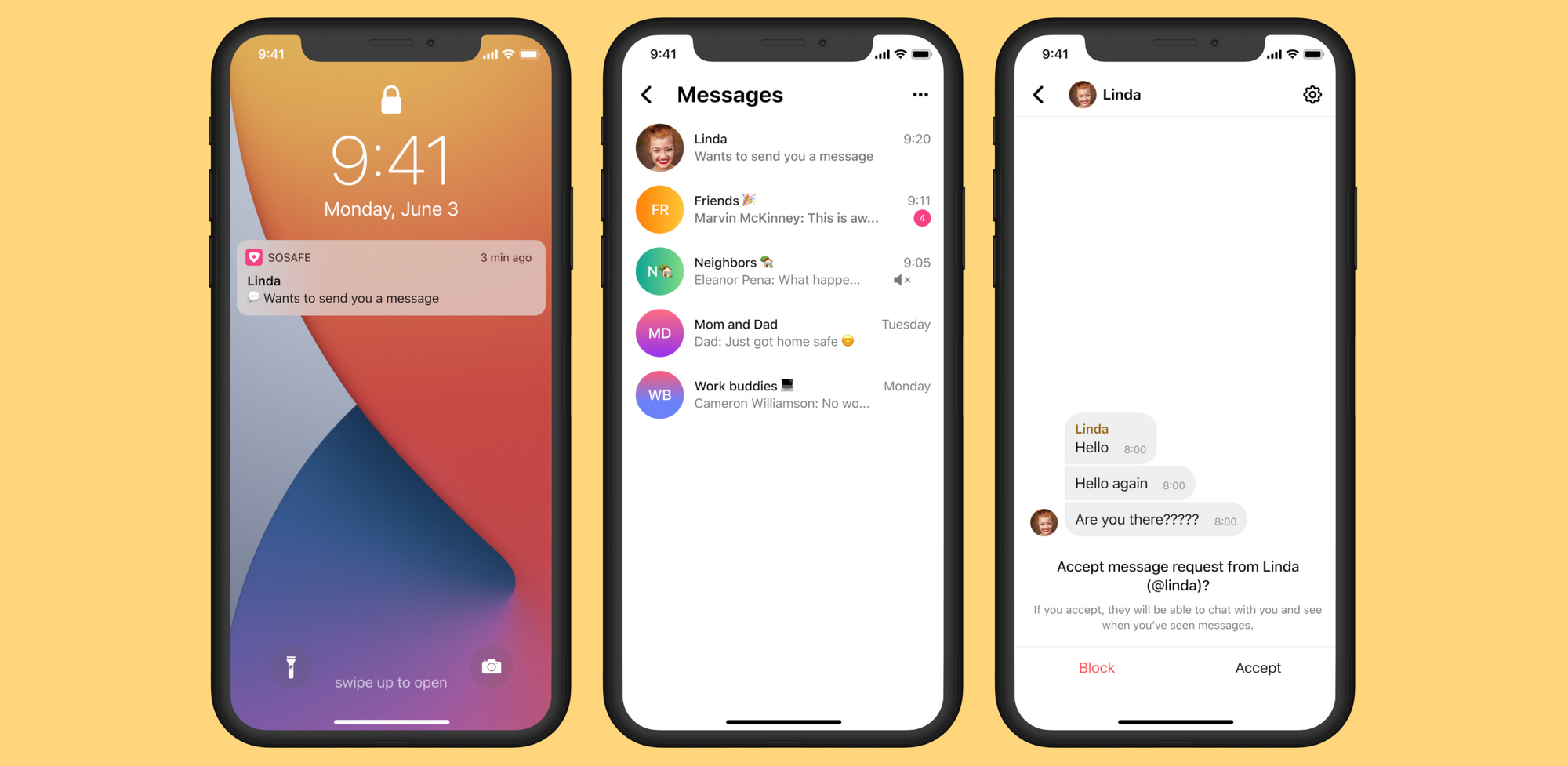 Así se ve cuando alguien te envía una solicitud de mensaje.