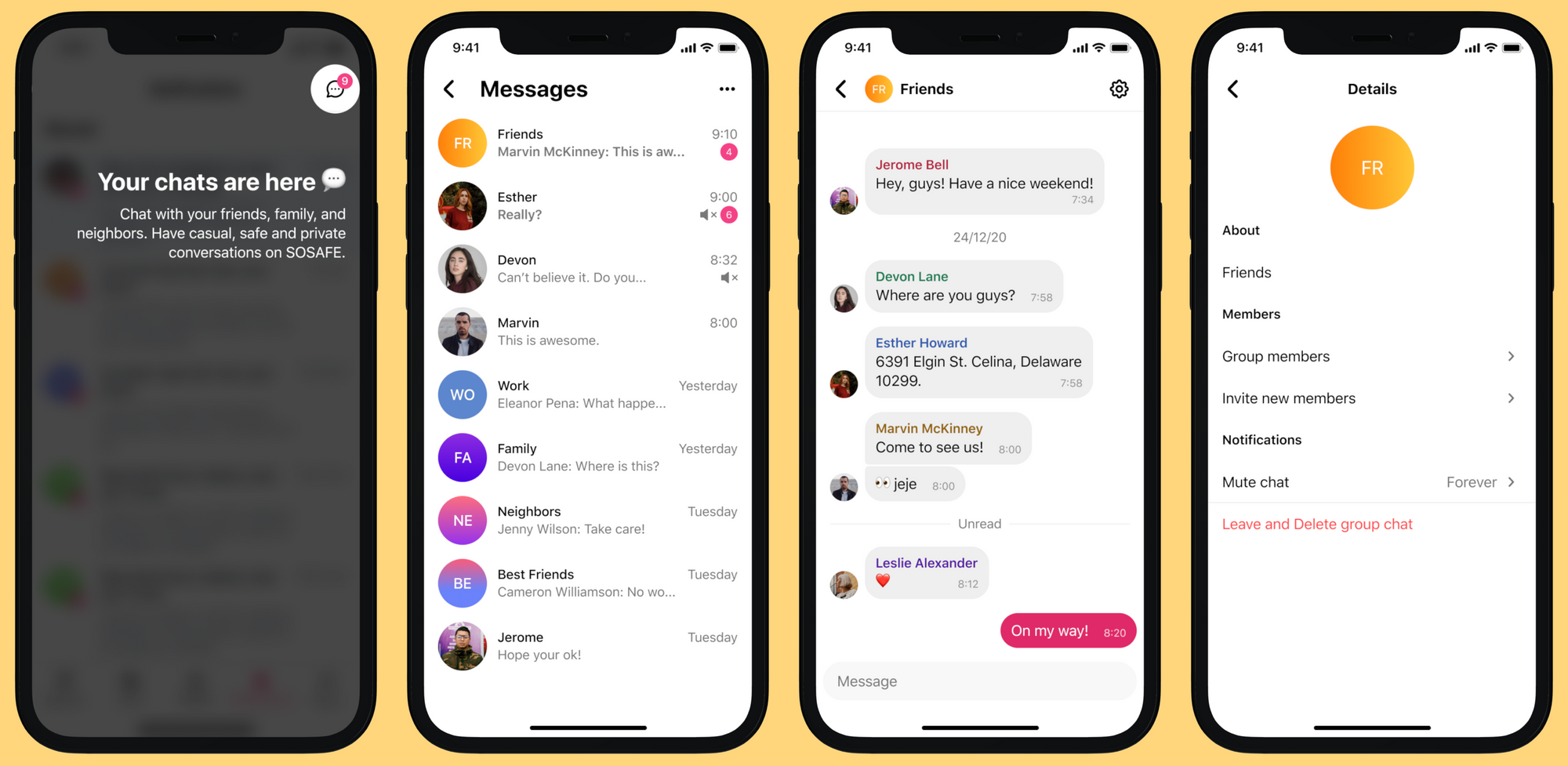 Chatea con tus amigos y vecinos en SOSAFE.
