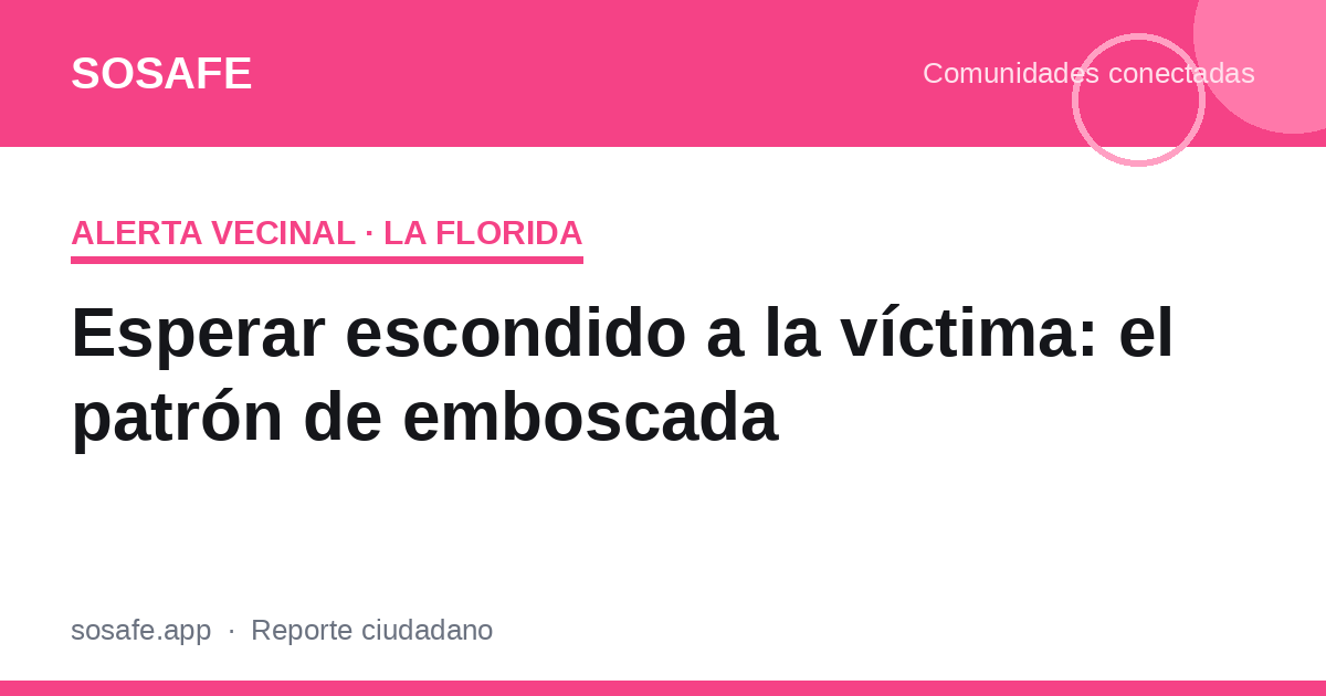 Asaltos por emboscada: cómo volver seguro del paradero