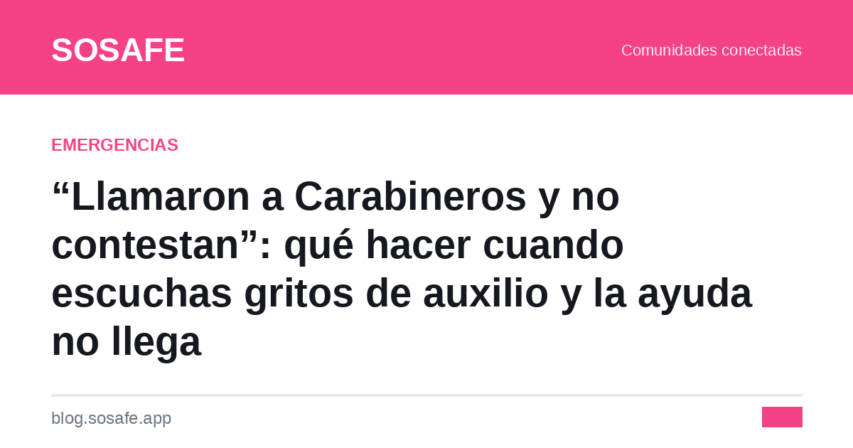 Carabineros no llega: qué hacer si escuchas gritos
