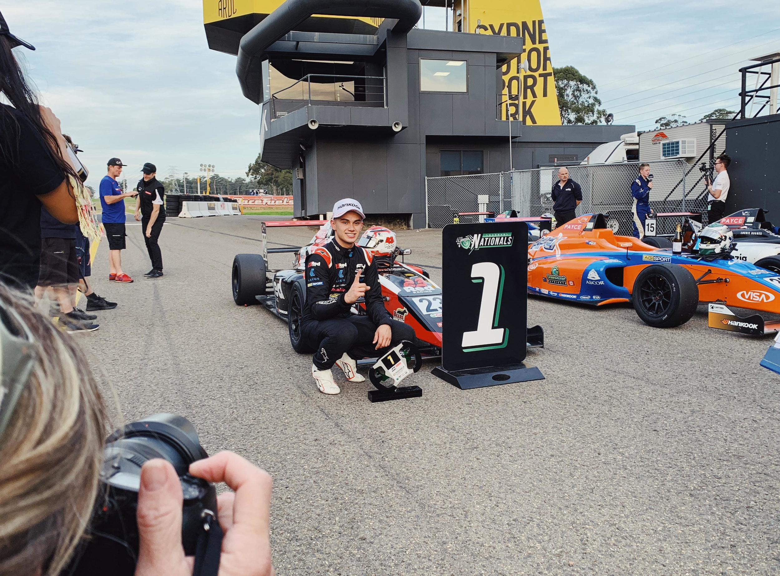 Leeds celebrates after the race.