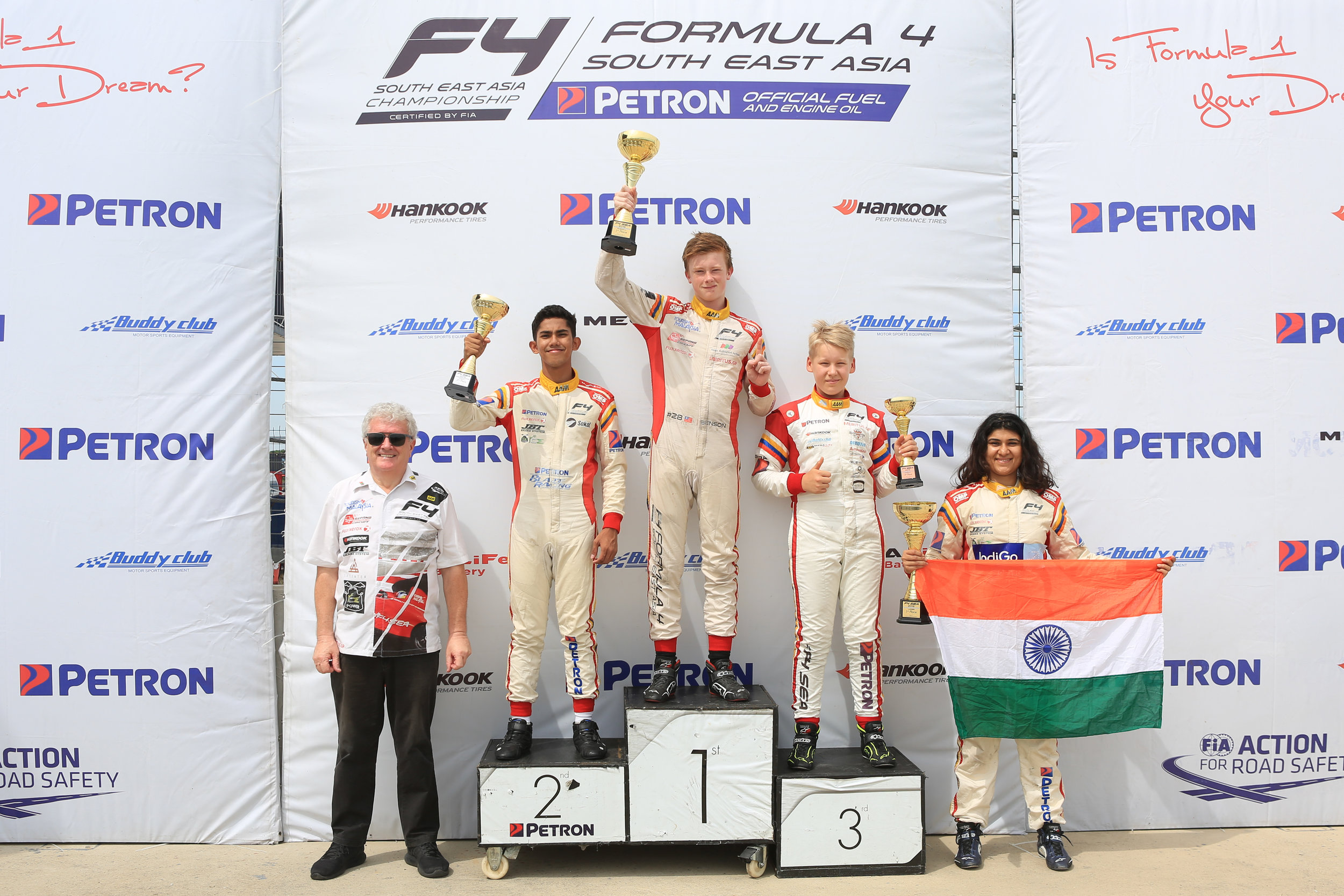 Josh Smith atop the Race 2 podium.