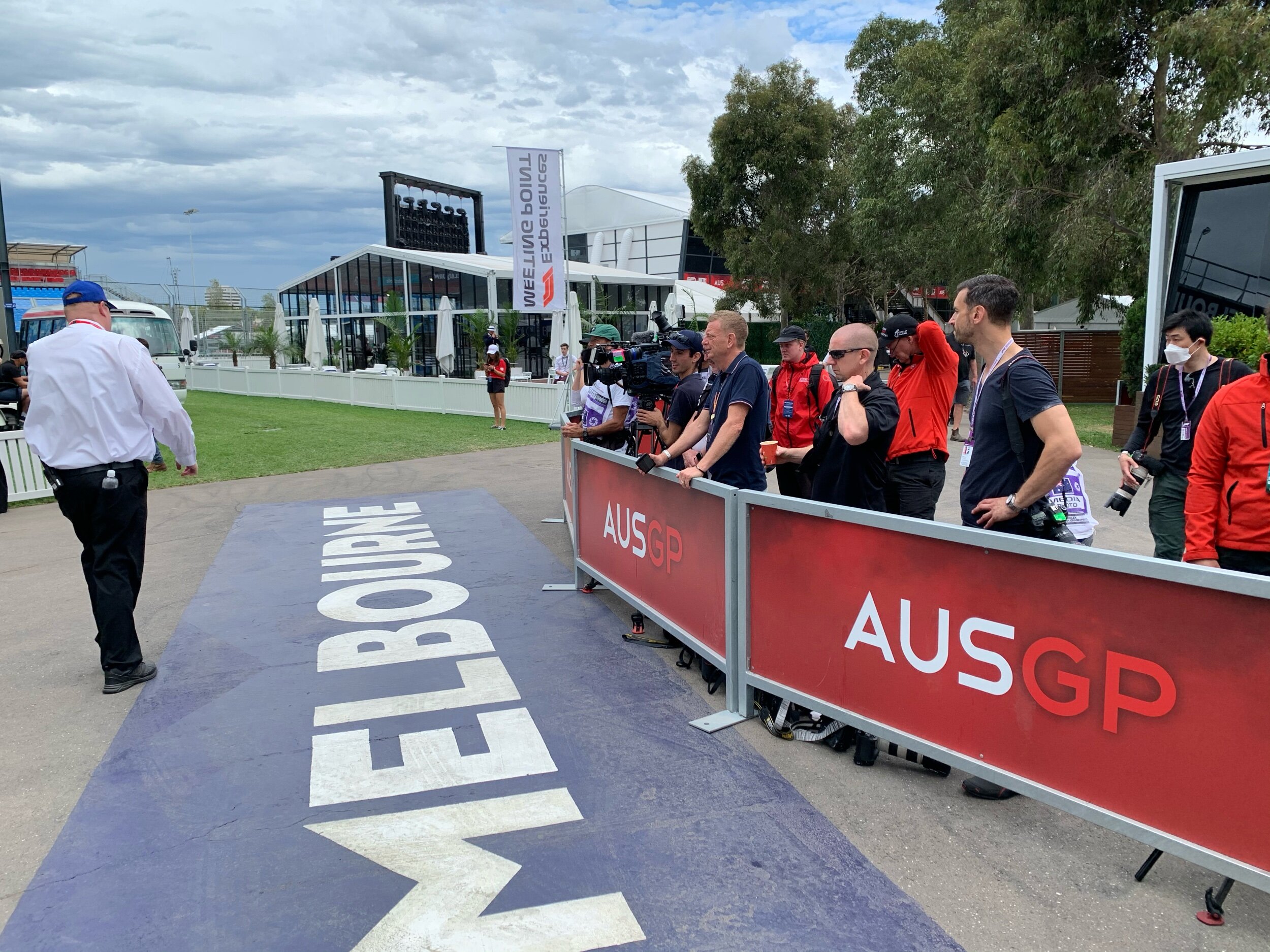 Media gather for a press conference.