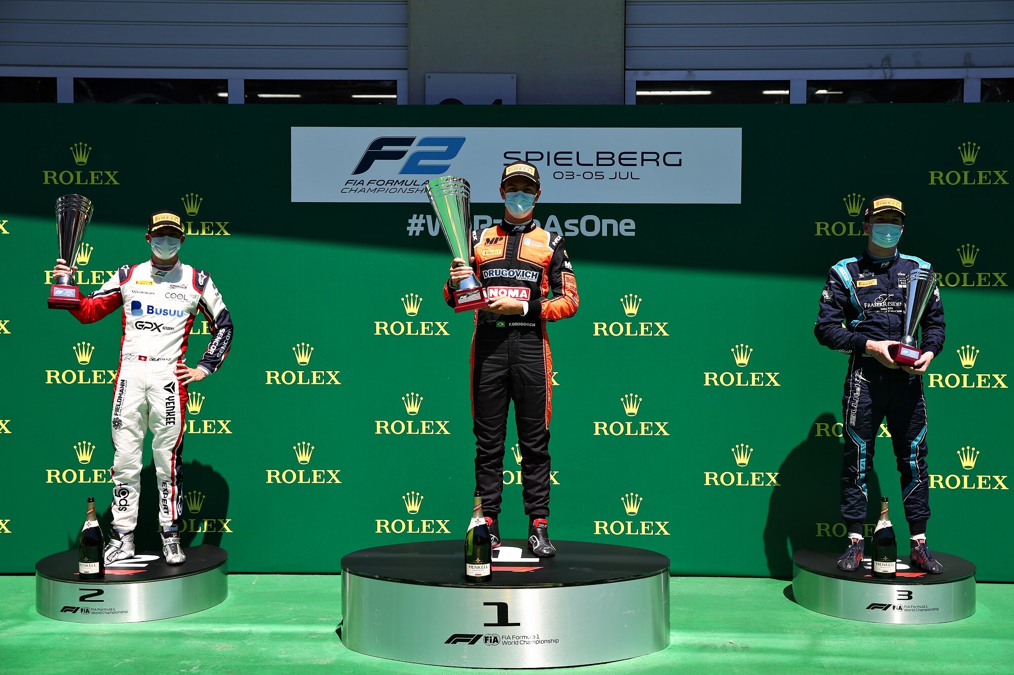 Deletraz, Drugovich, Ticktum on the Austrian Grand Prix podium