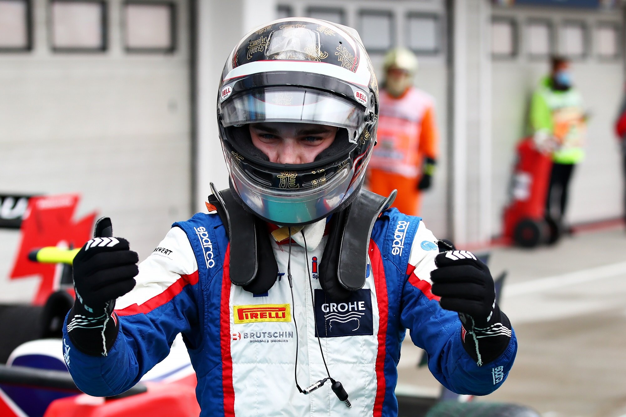 David Beckmann celebrates winning Race 2 at the Hungarian Grand Prix. (Image: Supplied/Formula Motorsport Limited)