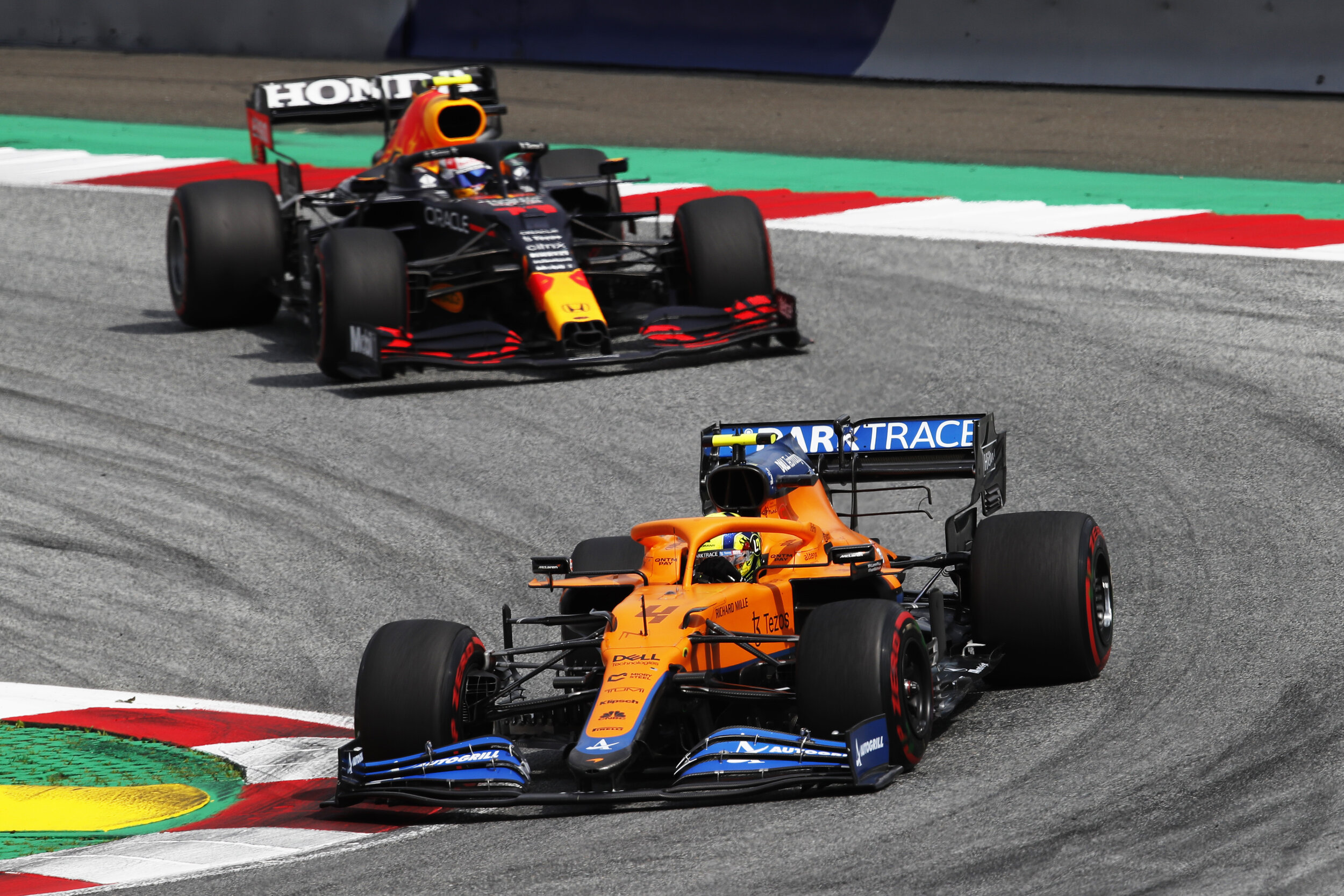 Lando Norris faces off against Sergio Perez at the Red Bull Ring (Supplied)