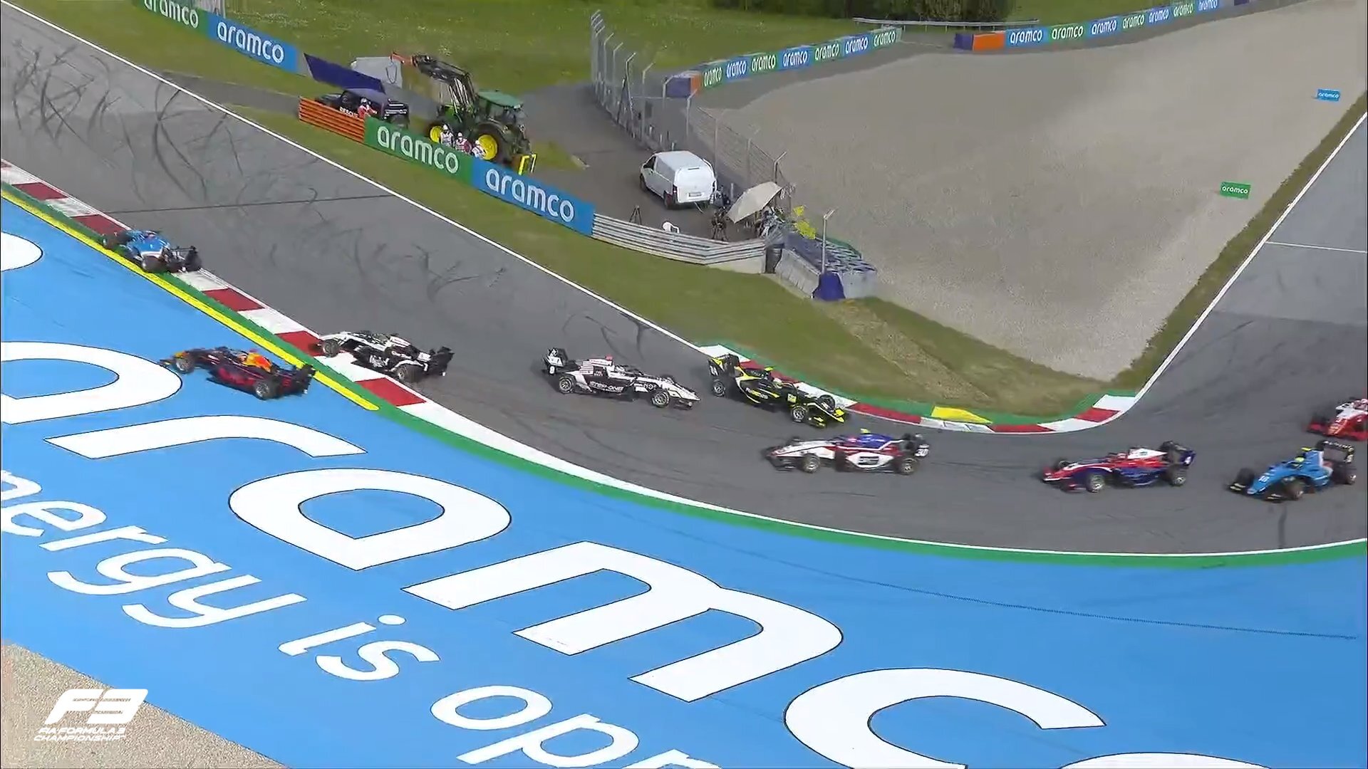 Kaylen Frederick collects Juan Manuel Correa into Turn 3. (FIAFormula3)