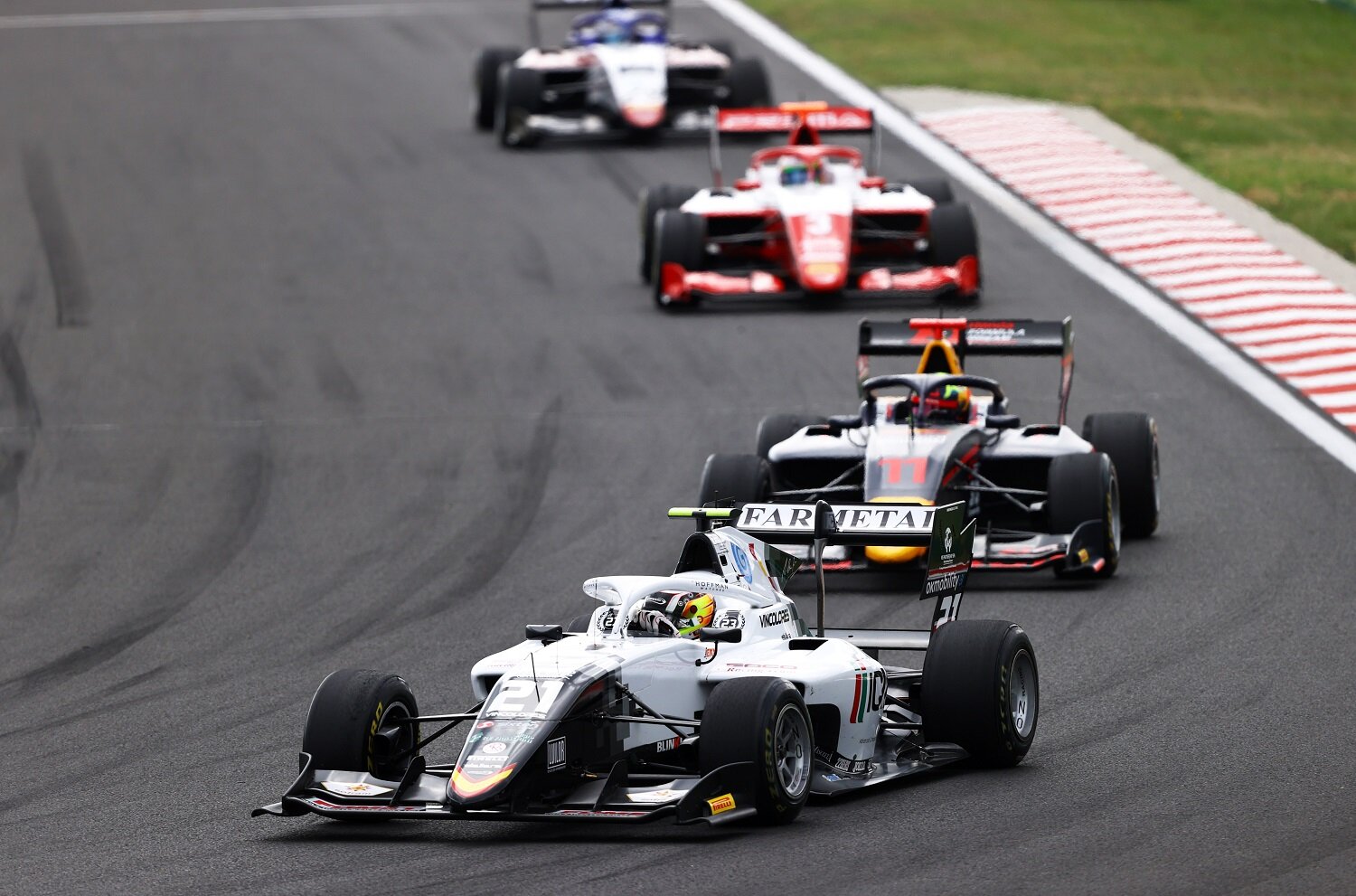 Lorenzo Colombo leads the FIA Formula 3 field to his maiden victory. (Formula Motorsport)