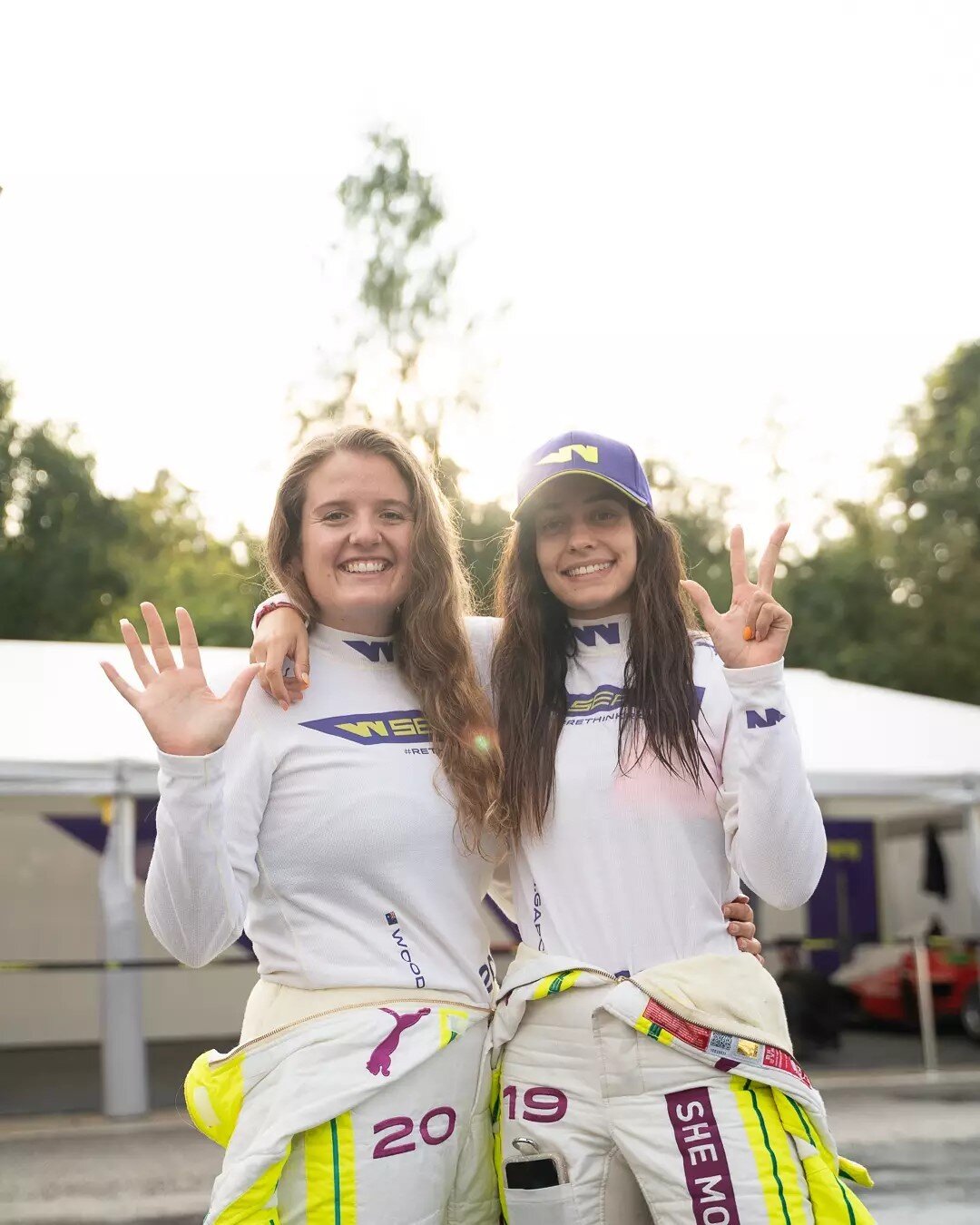 Puma teammates Caitlin Wood and Marta Garcia celebrate after Spa. (Caitlin Wood Racing/Facebook)