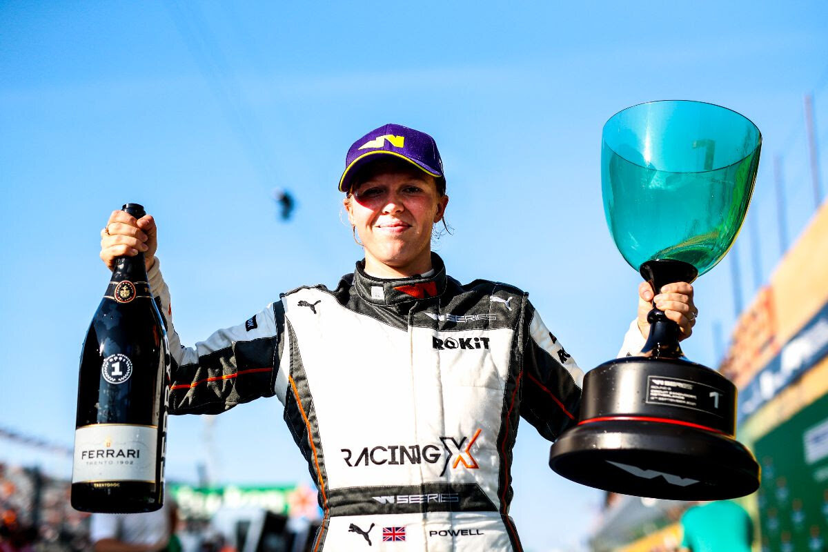 Alice Powell has drawn level with Jamie Chadwick in the W Series after winning at Zandvoort. (W Series)