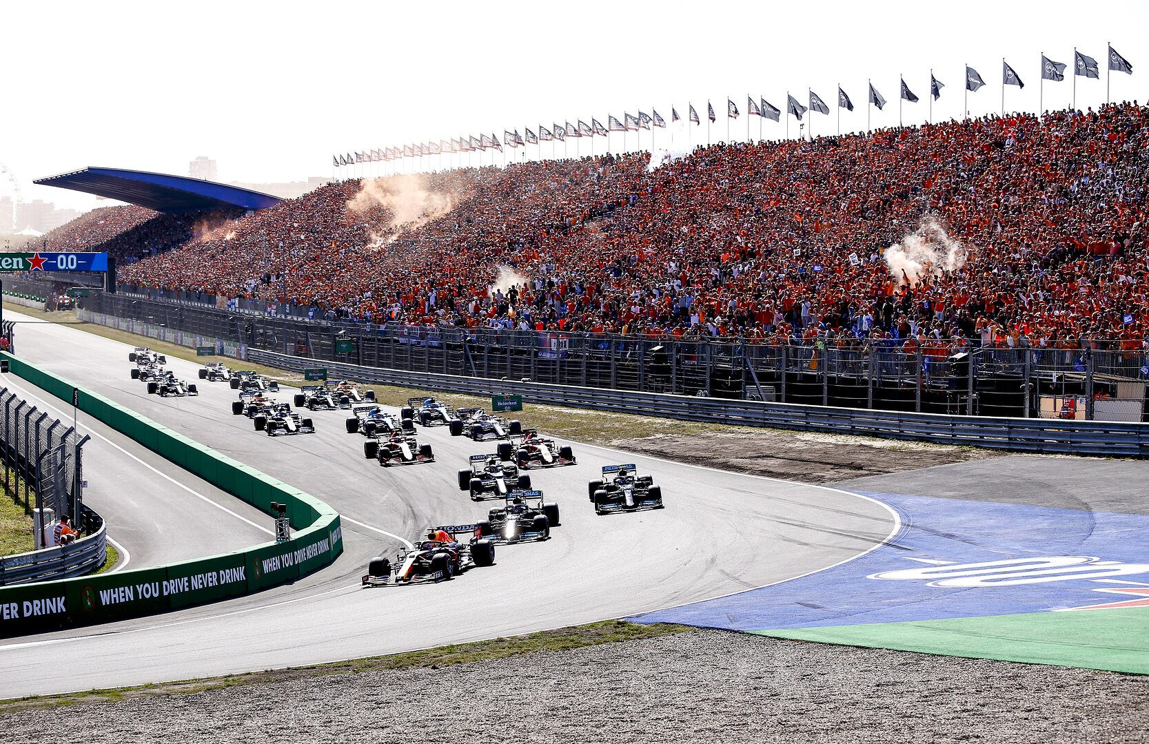 Verstappen leads the field into turn 1 at the Dutch Grand Prix. (Jiri Krenek)