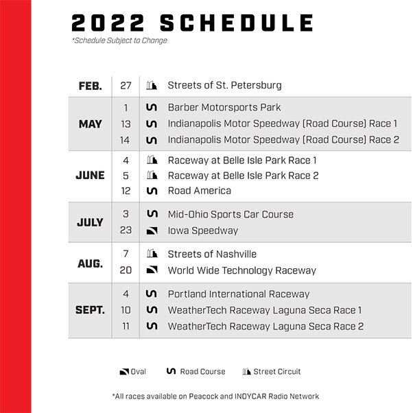 2022 Indy Lights schedule