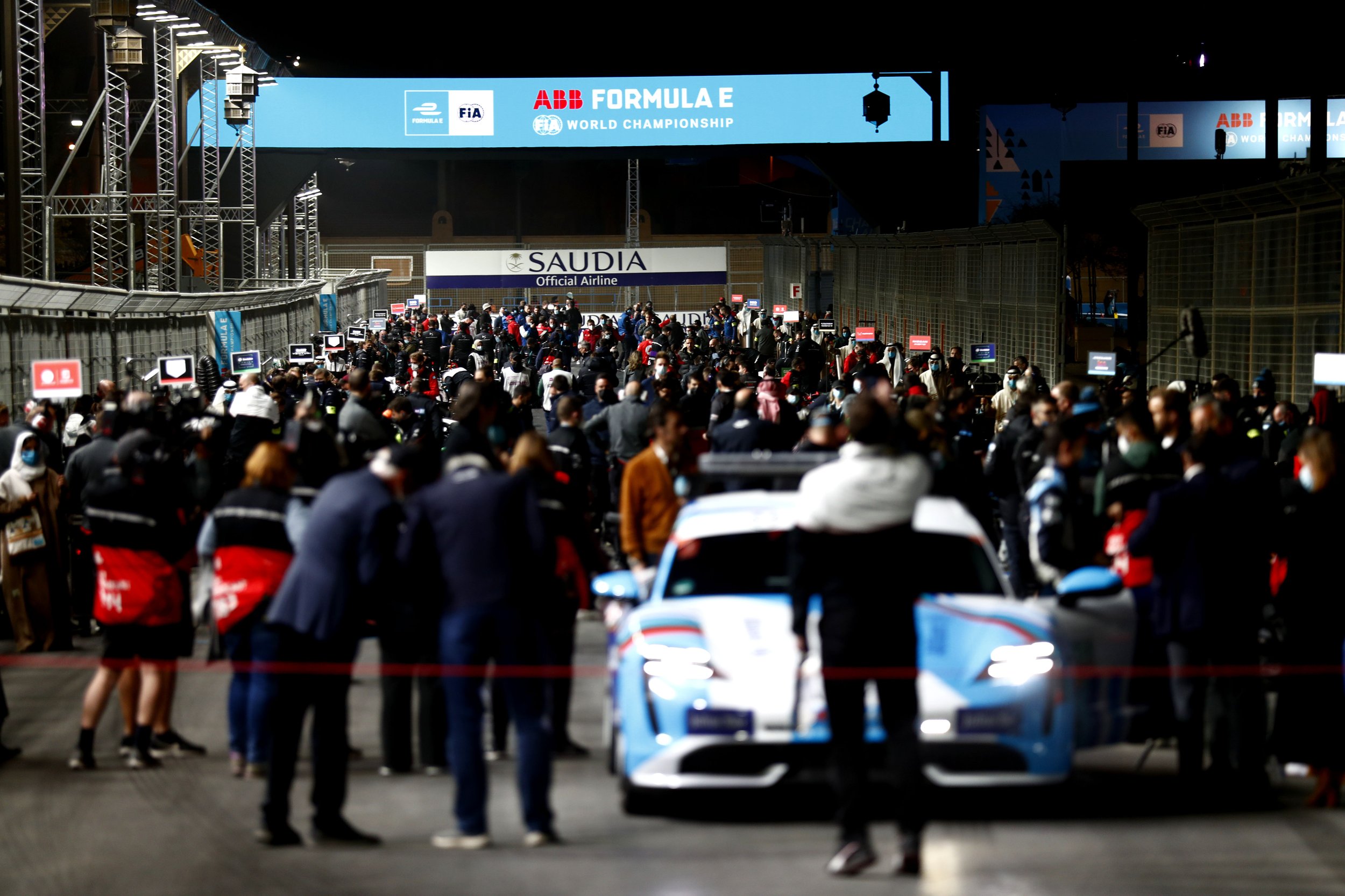 The FIA Formula E grid prepares for the first race of 2022