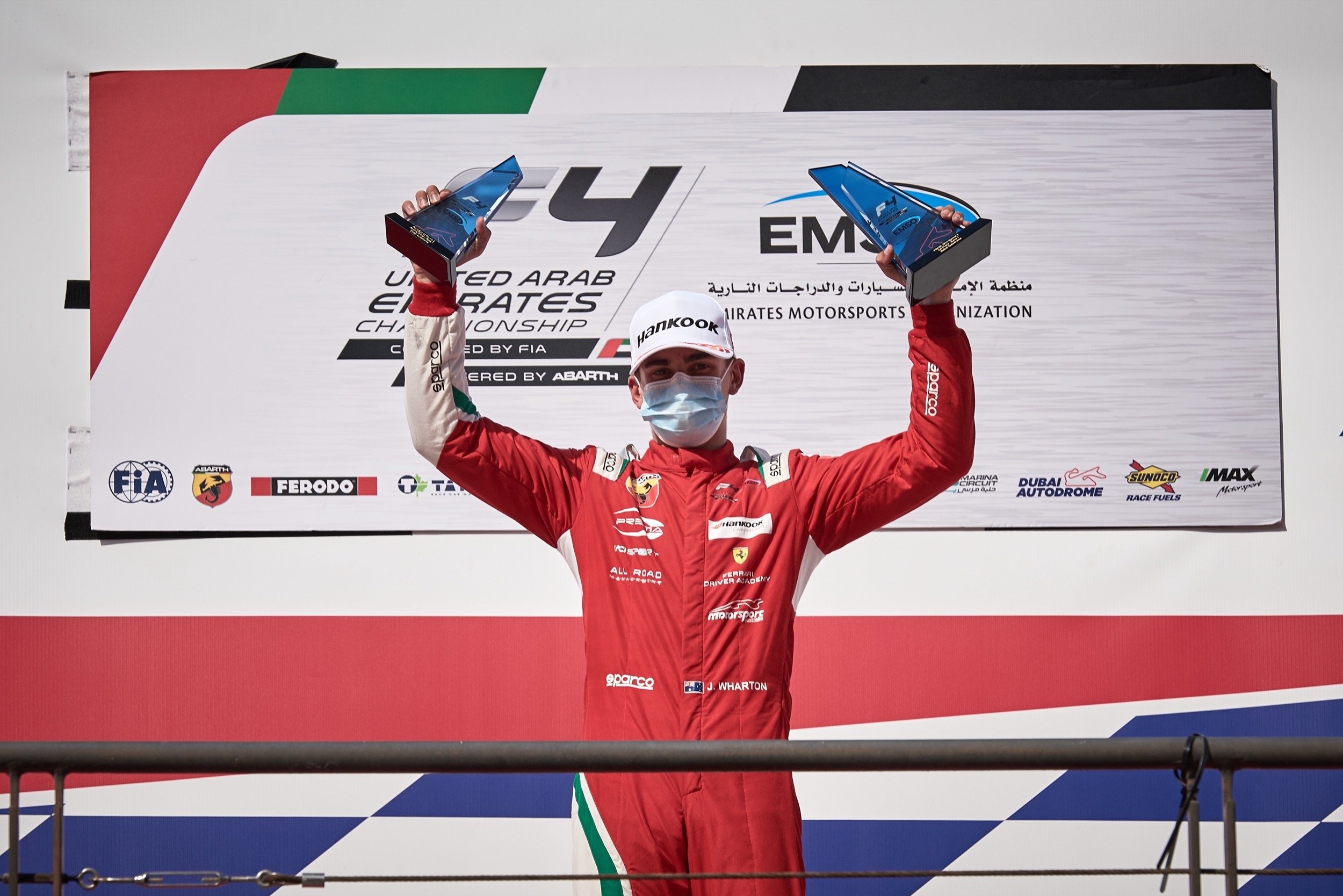 James Wharton on the podium in Dubai