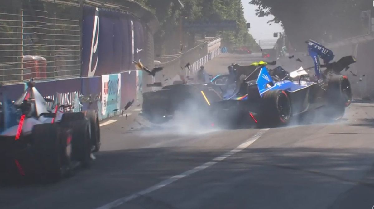 Formula E red-flagged after violent multi-car crash in Rome