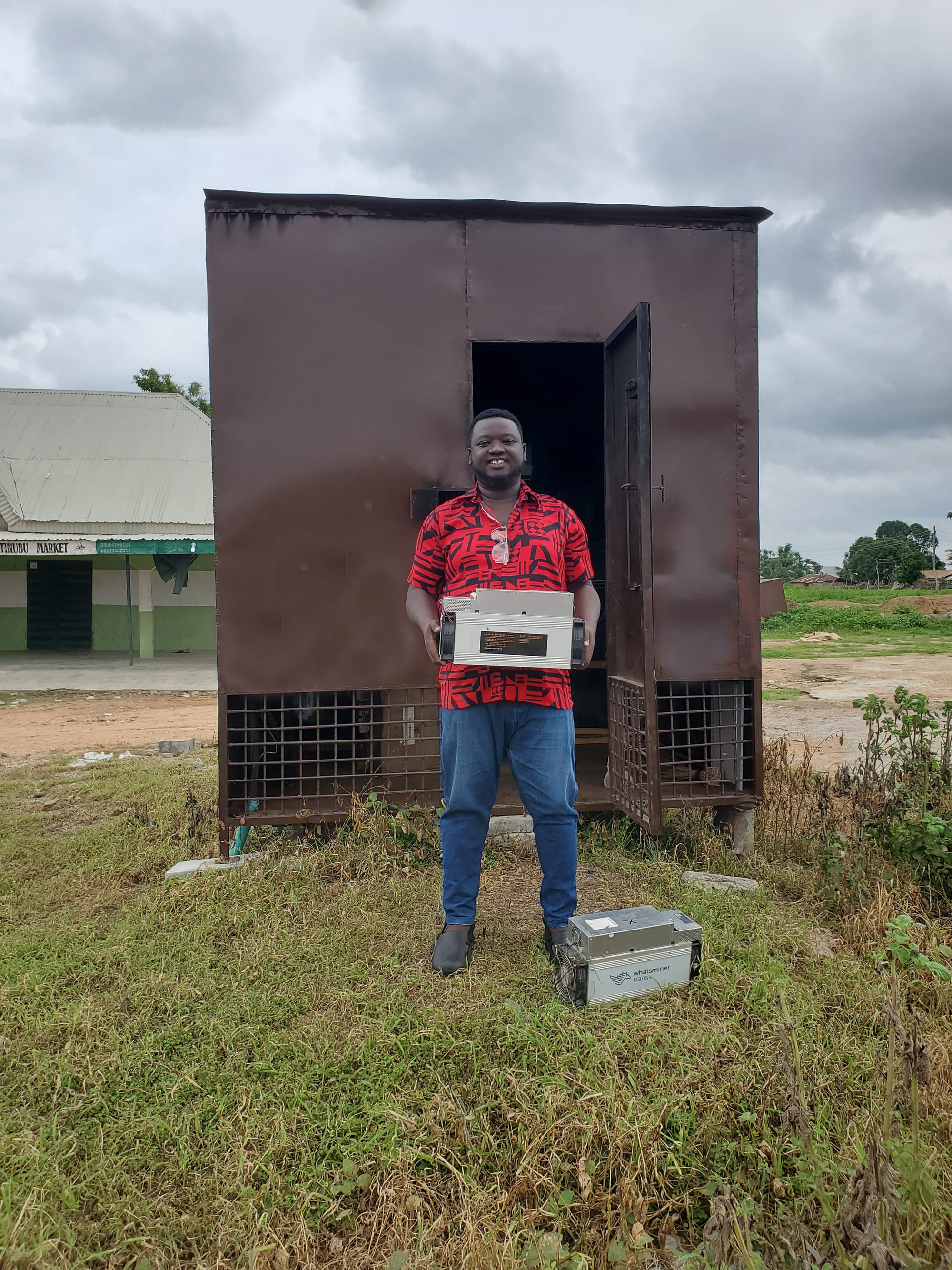 Ojuola with the ASICs he received from the GAMA Seed Program