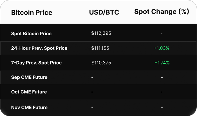Table displaying Bitcoin price data in USD. Spot price is $103,393. CME futures show a contango: June at $103,895, July at $104,530, and August at $105,130.