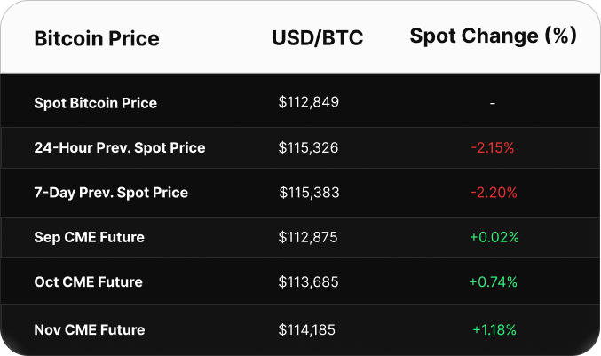 Table displaying Bitcoin price data in USD. Spot price is $103,393. CME futures show a contango: June at $103,895, July at $104,530, and August at $105,130.