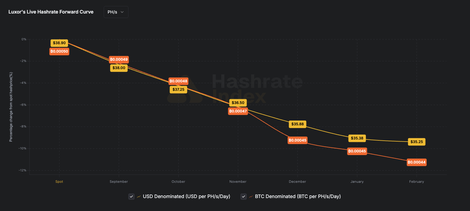 Luxor hashrate forward curve