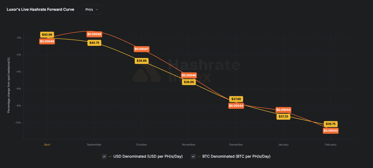 Luxor hashrate forward curve