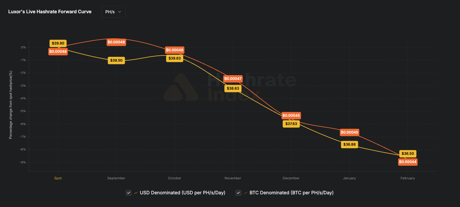 Luxor hashrate forward curve