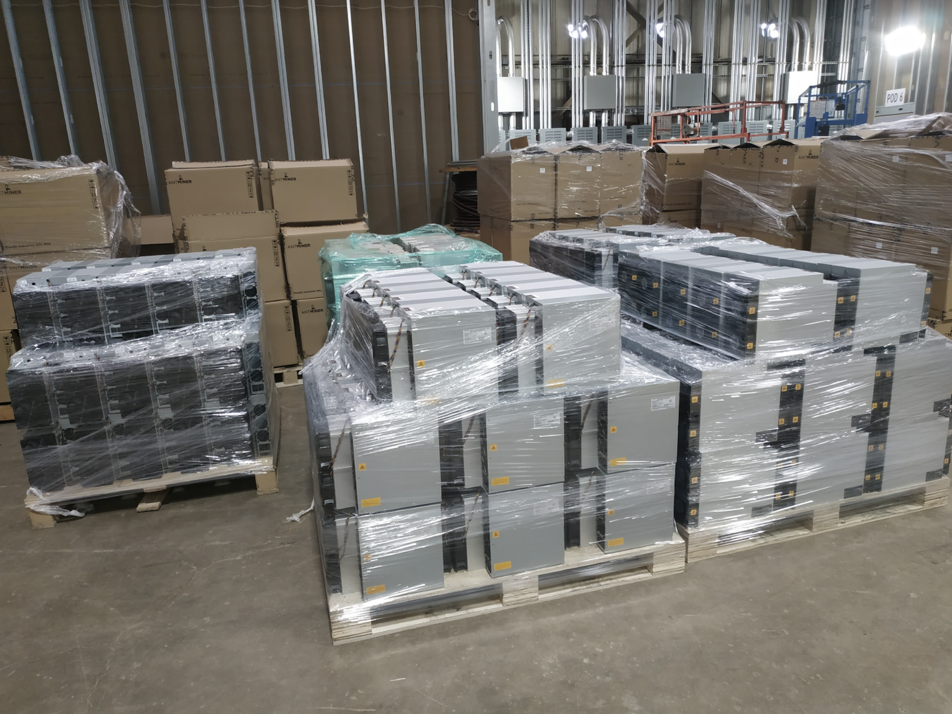 Antminer S19 bitcoin miners shipping, packed