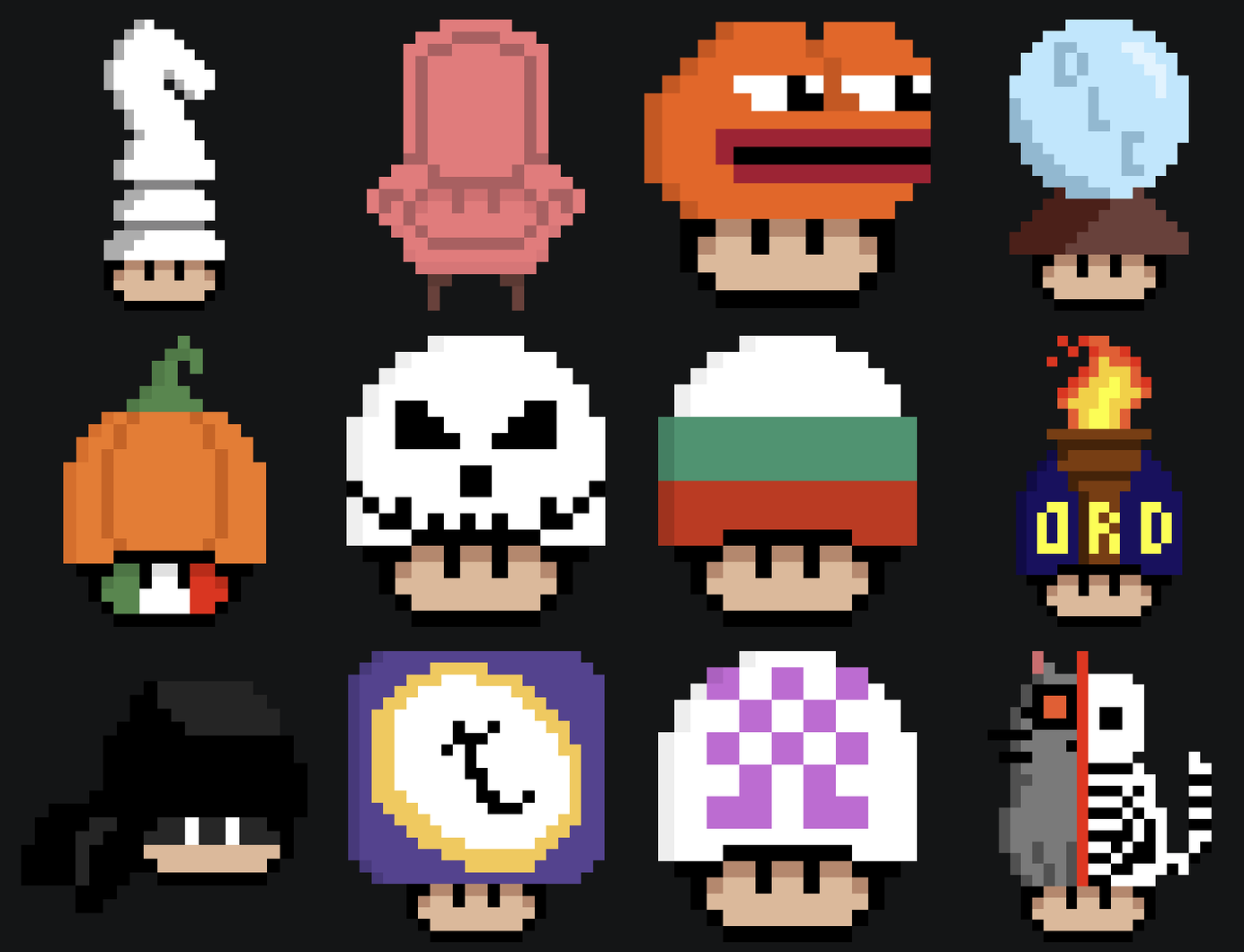 A screenshot of Ordinal Shrooms NFTs that were minted on February 2, 2023