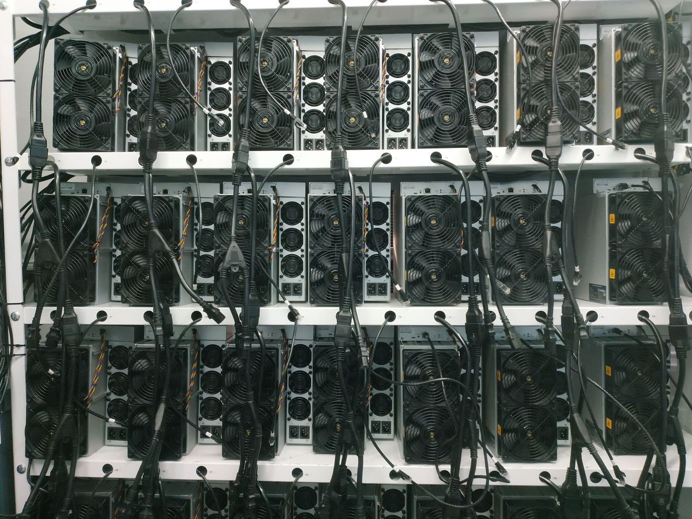 A rack of Bitcoin ASIC miners bitcoin mining asic bitcoin miner