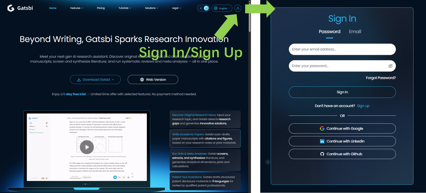Sign In/Sign Up