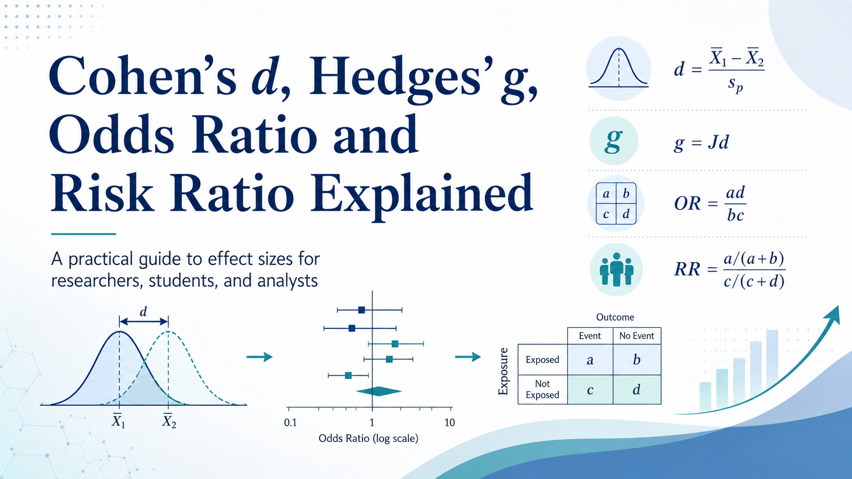 Cohen’s d, Hedges’ g, Odds Ratio, and Risk Ratio Explained