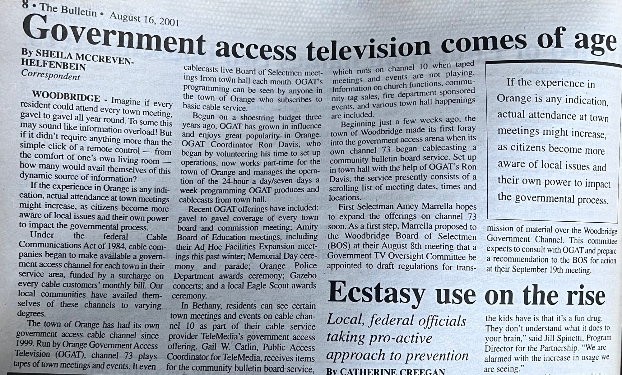 8-16-2001 edition of the Orange Bulletin