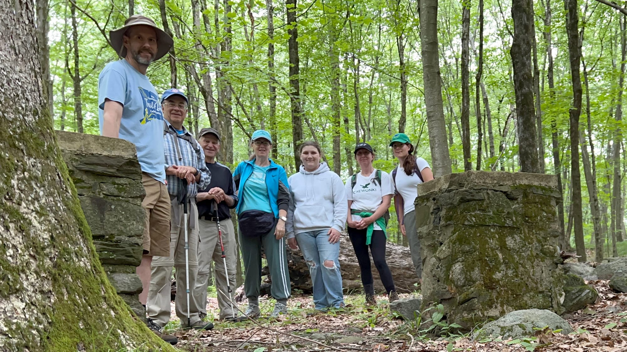 group of hikers at settlement site