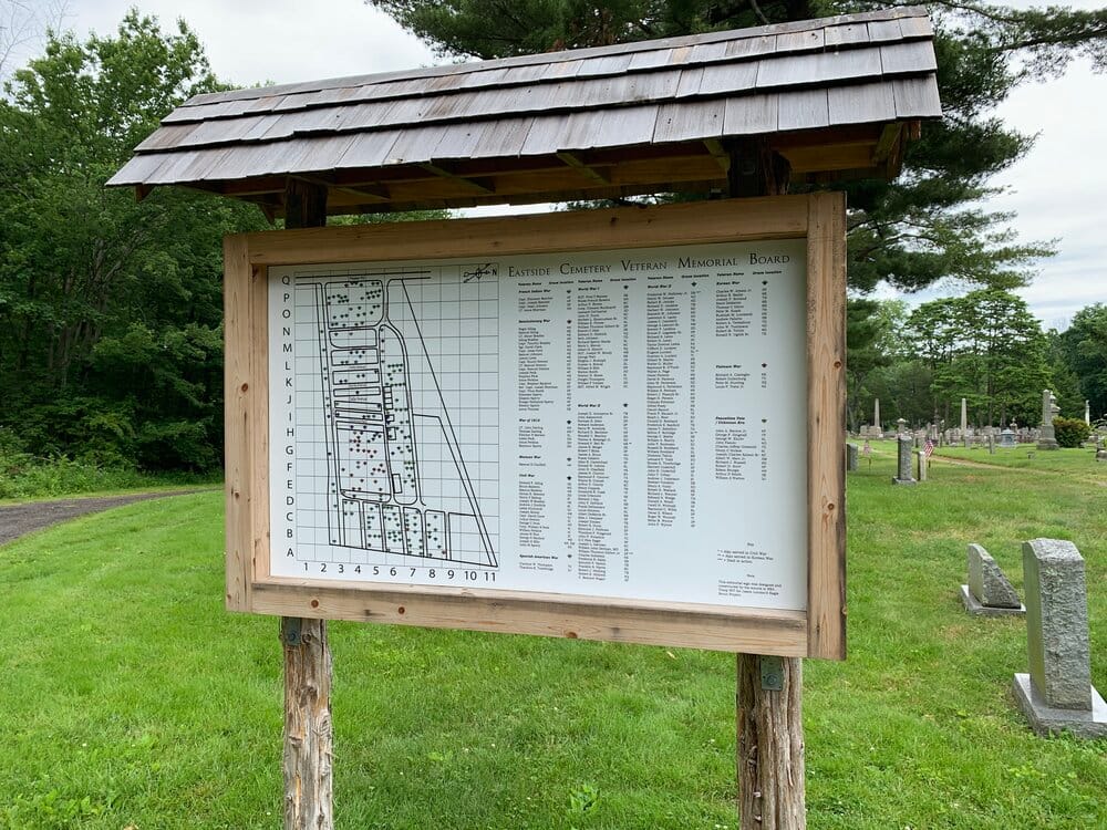 Eaglescout sign post at Eastside Cemetery.