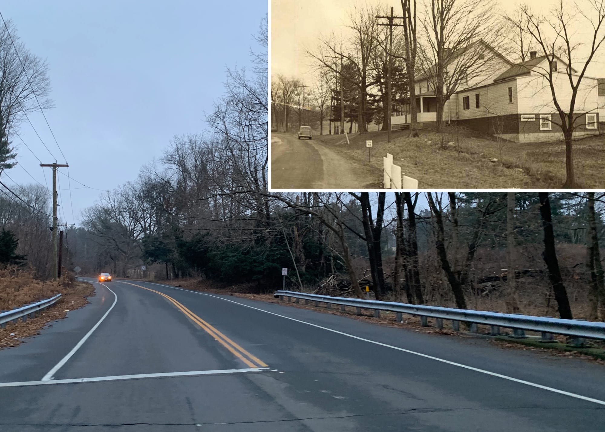 street view photo with historic photo inset