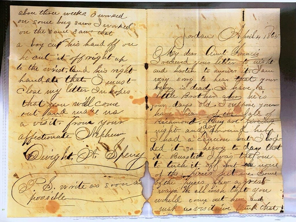 A Civil War Story: Correspondence from a nephew to his aunt in the wake of the Fall of Richmond