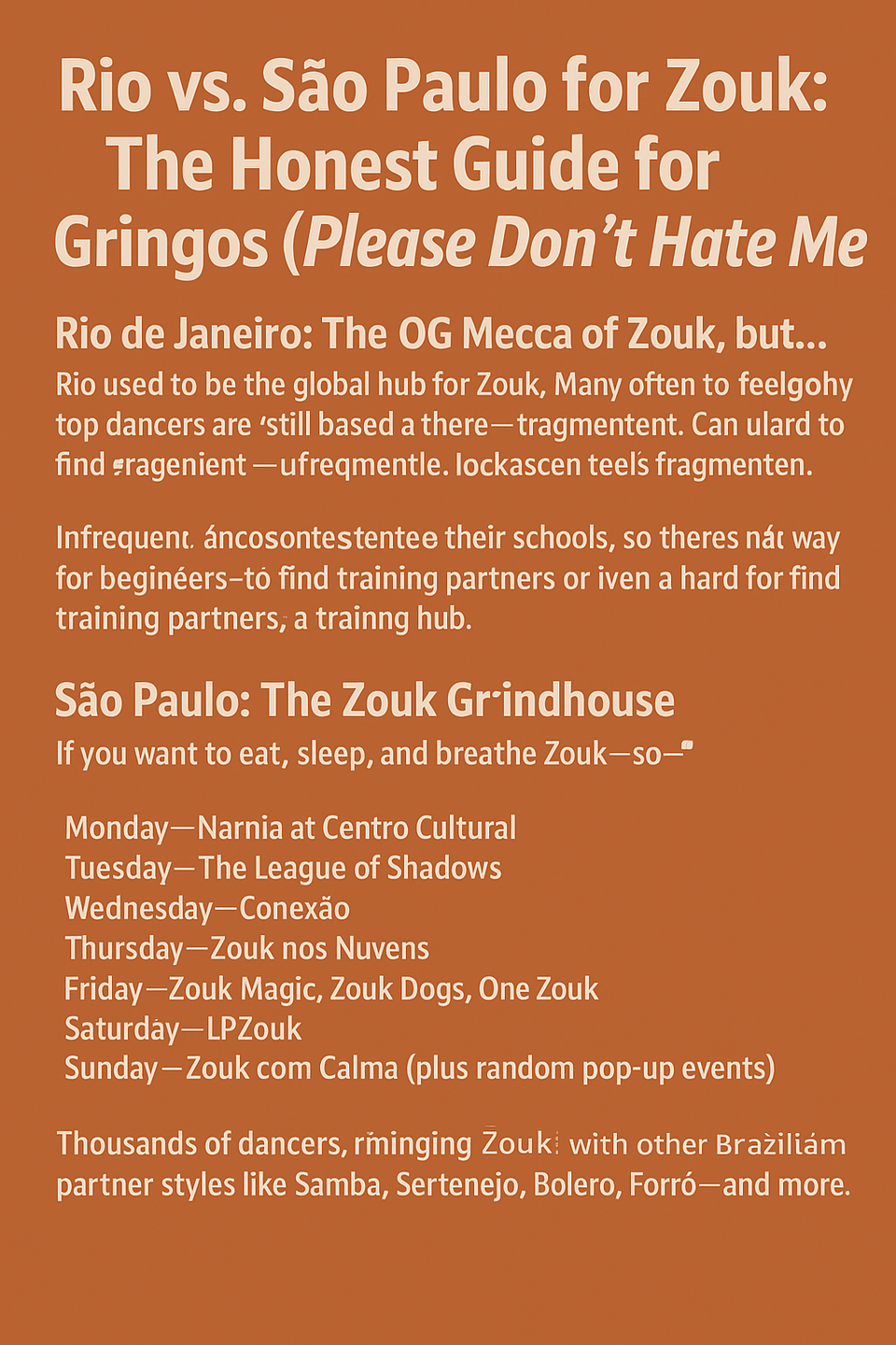 Rio vs. São Paulo for Zouk: The Honest Guide for Gringos (Please Don’t Hate Me)