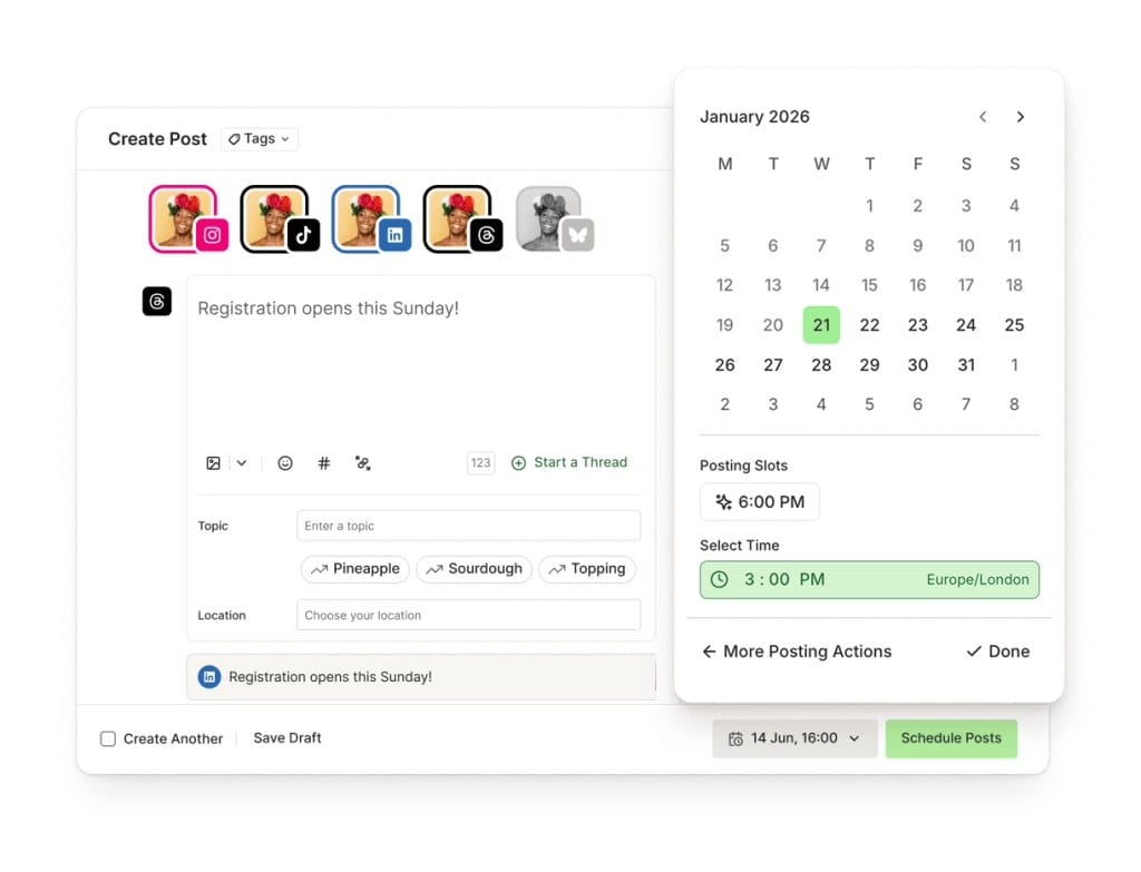 Buffer publish composer and social scheduling product UI