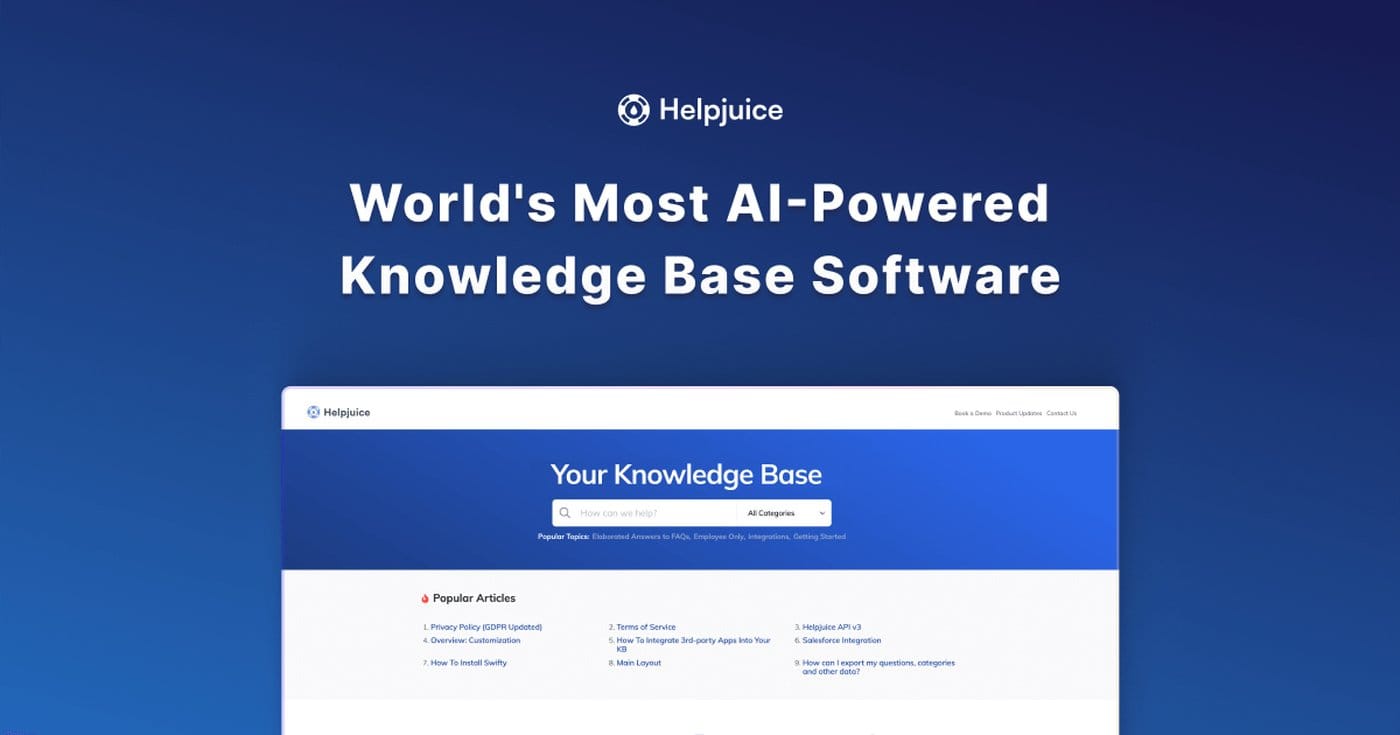 Helpjuice dedicated public knowledge base product UI
