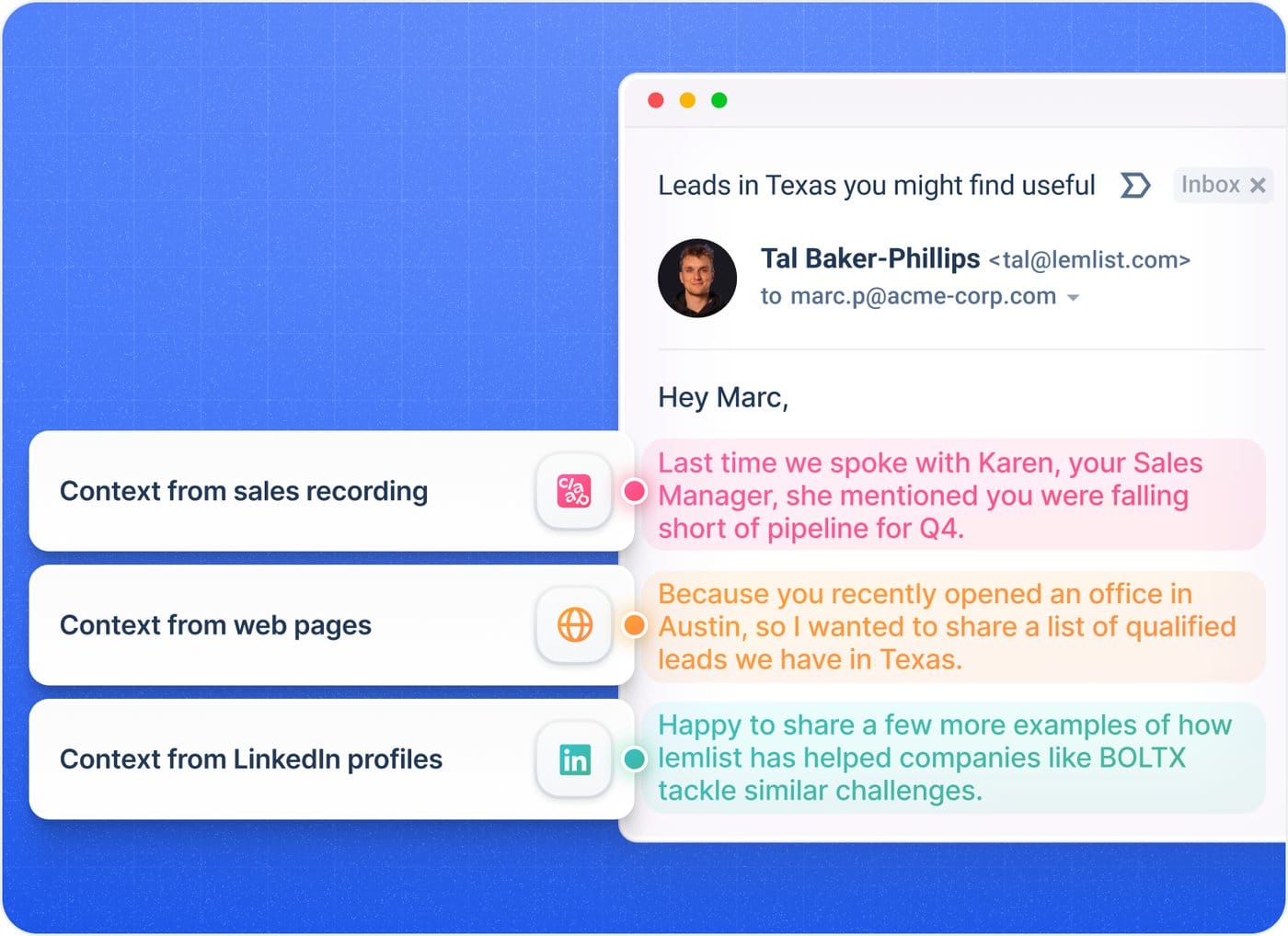 Lemlist multichannel outreach and personalization product UI