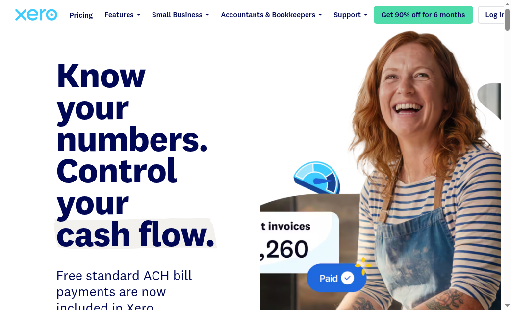 Xero accounting dashboard and invoicing product view