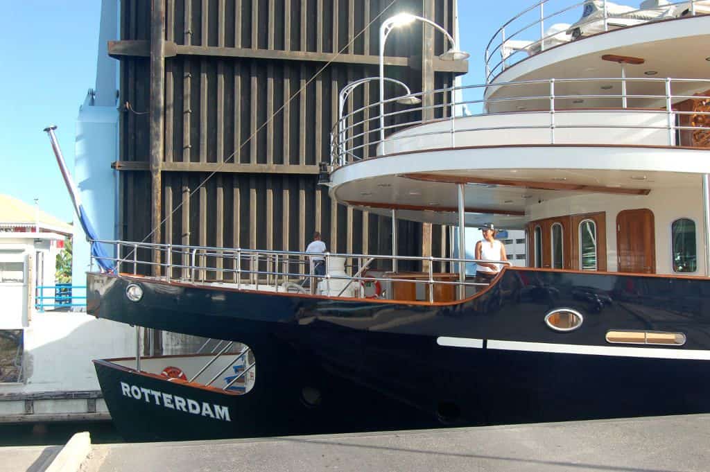 Yacht leaving Simpson Bay Lagoon St Maarten