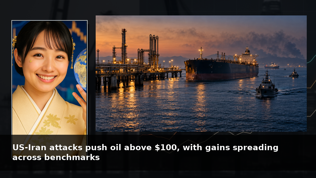 US-Iran attacks push oil above $100, with gains spreading across benchmarks