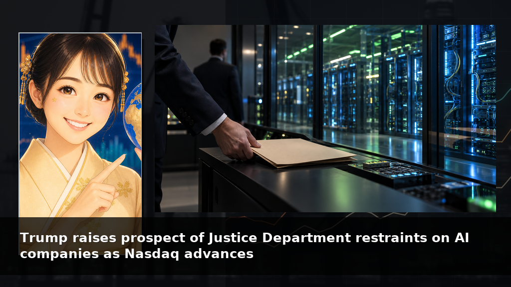 Trump raises prospect of Justice Department restraints on AI companies as Nasdaq advances