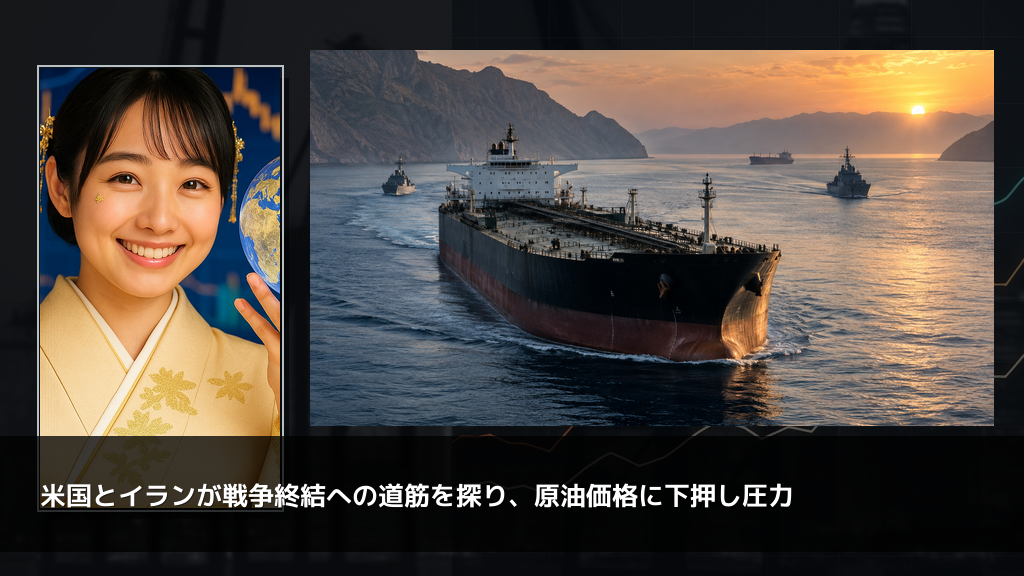 米国とイランが戦争終結への道筋を探り、原油価格に下押し圧力