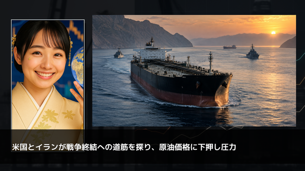米国とイランが戦争終結への道筋を探り、原油価格に下押し圧力